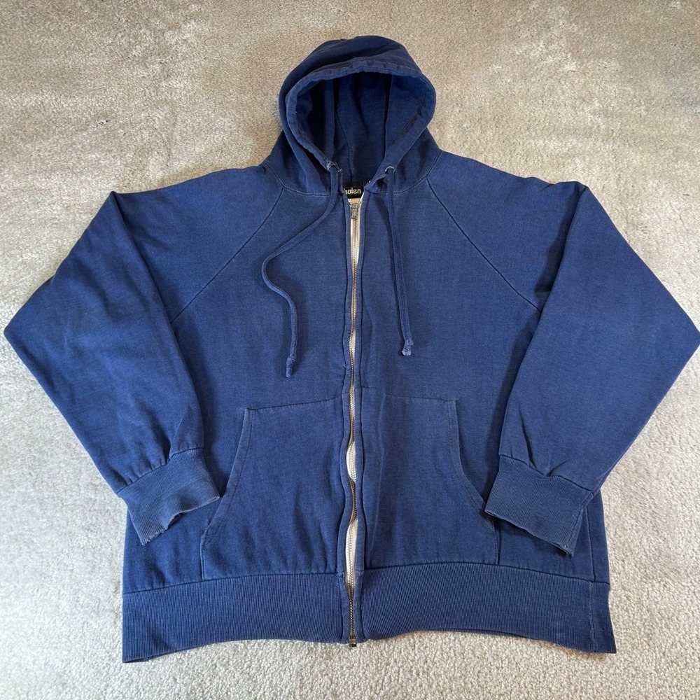 Ture‎ Vintage 60s Halen Navy Thermal Lined Zip Up Hoodie Raglan Sleeve Men's L